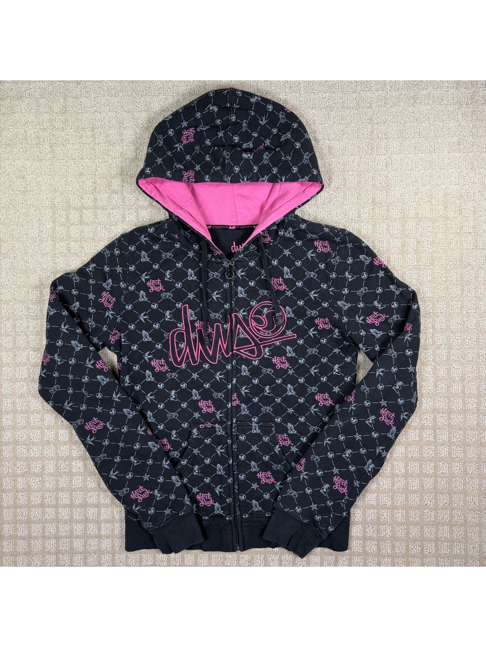 DVS Y2K zip up hoodie Pink Black M